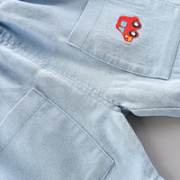 Load image into Gallery viewer, 2 Pieces Set Baby Kid Boys Striped Car Print T-Shirts And Embroidered Shorts Wholesale 23032828
