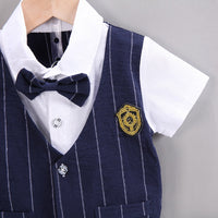 Load image into Gallery viewer, 2 Pieces Set Baby Kid Boys Dressy Striped Bow Shirts And Shorts Wholesale 230328287
