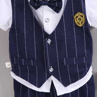 Load image into Gallery viewer, 2 Pieces Set Baby Kid Boys Dressy Striped Bow Shirts And Shorts Wholesale 230328287
