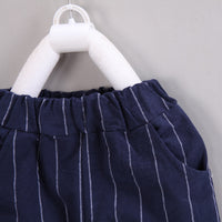 Load image into Gallery viewer, 2 Pieces Set Baby Kid Boys Dressy Striped Bow Shirts And Shorts Wholesale 230328287
