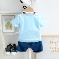 Load image into Gallery viewer, 2 Pieces Set Baby Kid Girls Letters Cartoon Print Polo Shirts And Solid Color Shorts Wholesale 230328317
