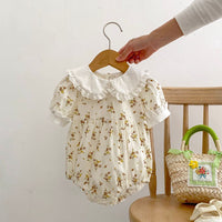 Load image into Gallery viewer, Baby Girls Flower Print Rompers Wholesale 230328321
