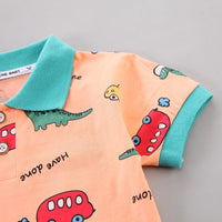Load image into Gallery viewer, 2 Pieces Set Baby Kid Boys Dinosaur Print Polo Shirts And Car Shorts Wholesale 230328322
