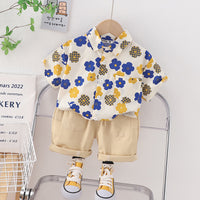 Load image into Gallery viewer, 2 Pieces Set Baby Kid Boys Flower Print Shirts And Solid Color Shorts Wholesale 230328346
