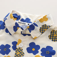 Load image into Gallery viewer, 2 Pieces Set Baby Kid Boys Flower Print Shirts And Solid Color Shorts Wholesale 230328346
