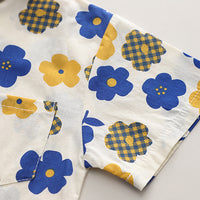 Load image into Gallery viewer, 2 Pieces Set Baby Kid Boys Flower Print Shirts And Solid Color Shorts Wholesale 230328346
