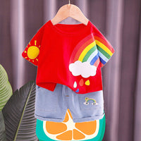 Load image into Gallery viewer, 2 Pieces Set Baby Kid Boys Rainbow Cartoon Print T-Shirts And Shorts Wholesale 230328351
