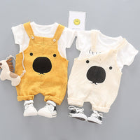 Load image into Gallery viewer, 2 Pieces Set Baby Kid Boys Solid Color Print T-Shirts And Cartoon Rompers Wholesale 230328355
