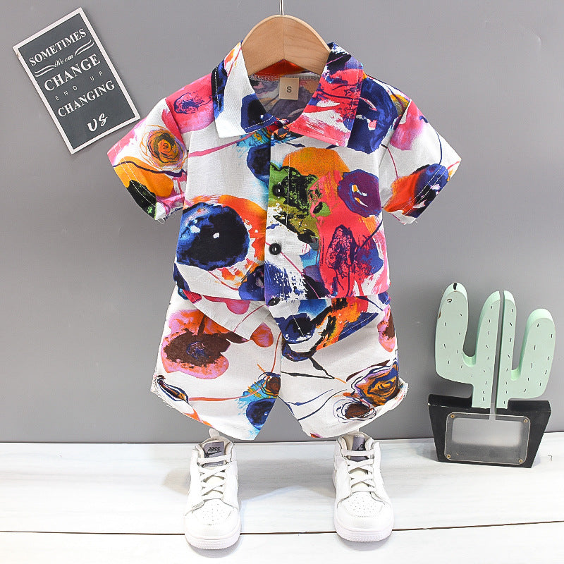 2 Pieces Set Baby Kid Boys Print Shirts And Shorts Wholesale 230328356