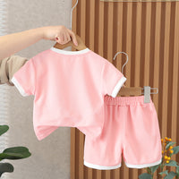 Load image into Gallery viewer, 2 Pieces Set Baby Kid Girls Color-blocking Flower Print T-Shirts And Shorts Wholesale 230328390
