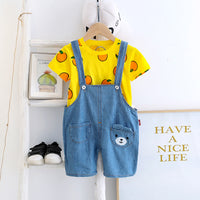 Load image into Gallery viewer, 2 Pieces Set Baby Kid Boys Cartoon Print T-Shirts And Jumpsuits Wholesale 230328394
