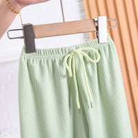 Load image into Gallery viewer, 2 Pieces Set Baby Kid Girls Solid Color Muslin&amp;Ribbed Polo Shirts And Pants Wholesale 230328402
