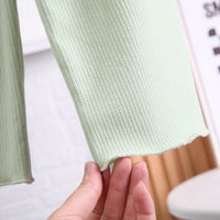 Load image into Gallery viewer, 2 Pieces Set Baby Kid Girls Solid Color Muslin&amp;Ribbed Polo Shirts And Pants Wholesale 230328402
