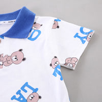 Load image into Gallery viewer, 2 Pieces Set Baby Kid Boys Letters Cartoon Print Polo Shirts And Embroidered Shorts Wholesale 230328404

