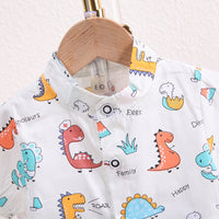 Load image into Gallery viewer, 2 Pieces Set Baby Kid Boys Dinosaur Print Shirts And Solid Color Shorts Wholesale 230328425
