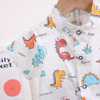 Load image into Gallery viewer, 2 Pieces Set Baby Kid Boys Dinosaur Print Shirts And Solid Color Shorts Wholesale 230328425
