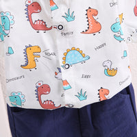 Load image into Gallery viewer, 2 Pieces Set Baby Kid Boys Dinosaur Print Shirts And Solid Color Shorts Wholesale 230328425
