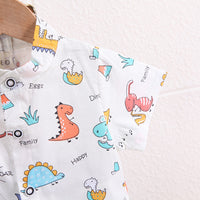 Load image into Gallery viewer, 2 Pieces Set Baby Kid Boys Dinosaur Print Shirts And Solid Color Shorts Wholesale 230328425

