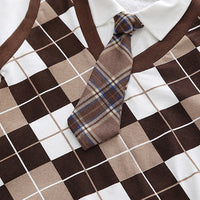 Load image into Gallery viewer, 2 Pieces Set Baby Kid Girls Boys Checked Tops And Solid Color Skirts Shorts Wholesale 230328427
