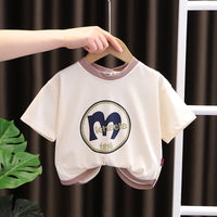 Load image into Gallery viewer, 2 Pieces Set Baby Kid Boys Letters Print T-Shirts And Striped Shorts Wholesale 230328438
