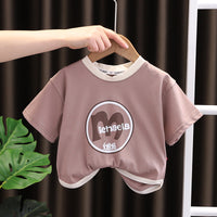 Load image into Gallery viewer, 2 Pieces Set Baby Kid Boys Letters Print T-Shirts And Striped Shorts Wholesale 230328438
