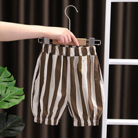 Load image into Gallery viewer, 2 Pieces Set Baby Kid Boys Letters Print T-Shirts And Striped Shorts Wholesale 230328438
