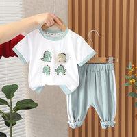 Load image into Gallery viewer, 2 Pieces Set Baby Kid Boys Cartoon Print T-Shirts And Striped Pants Wholesale 230328452
