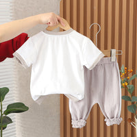 Load image into Gallery viewer, 2 Pieces Set Baby Kid Boys Cartoon Print T-Shirts And Striped Pants Wholesale 230328452
