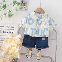 Load image into Gallery viewer, 2 Pieces Set Baby Kid Boys Letters Shirts And Solid Color Shorts Wholesale 230328455
