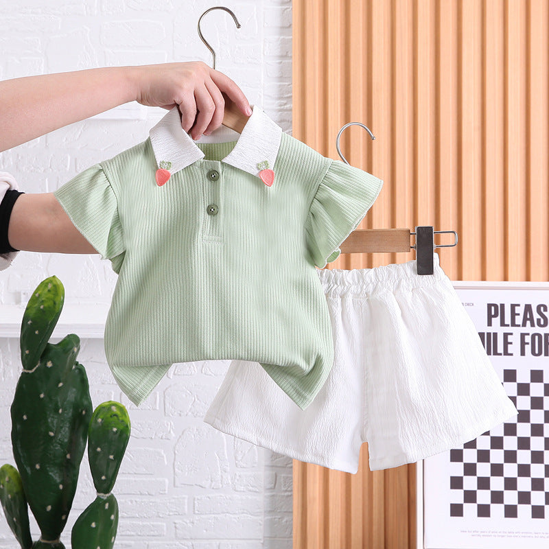 2 Pieces Set Baby Kid Boys Solid Color Polo Shirts And Shorts Wholesale 230328464