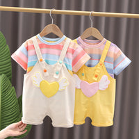 Load image into Gallery viewer, 2 Pieces Set Baby Kid Girls Striped T-Shirts And Love heart Rompers Wholesale 230328494
