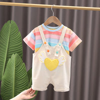Load image into Gallery viewer, 2 Pieces Set Baby Kid Girls Striped T-Shirts And Love heart Rompers Wholesale 230328494
