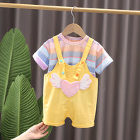 Load image into Gallery viewer, 2 Pieces Set Baby Kid Girls Striped T-Shirts And Love heart Rompers Wholesale 230328494
