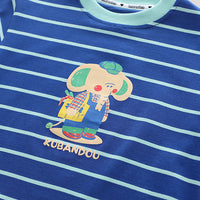 Load image into Gallery viewer, 2 Pieces Set Baby Kid Boys Striped Animals Print T-Shirts And Solid Color Shorts Wholesale 230328504
