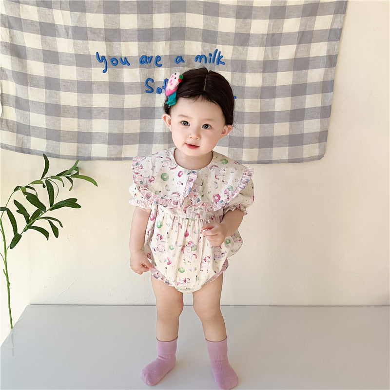 Baby Kid Girls Flower Print Rompers And Dresses Wholesale 23032851