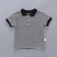 Load image into Gallery viewer, 2 Pieces Set Baby Kid Boys Striped Polo Shirts And Solid Color Shorts Wholesale 230328526
