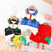 Load image into Gallery viewer, 2 Pieces Set Baby Kid Boys Letters Print Polo Shirts And Cartoon Shorts Wholesale 230328534
