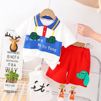 Load image into Gallery viewer, 2 Pieces Set Baby Kid Boys Letters Print Polo Shirts And Cartoon Shorts Wholesale 230328534
