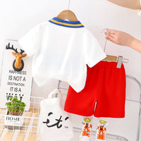Load image into Gallery viewer, 2 Pieces Set Baby Kid Boys Letters Print Polo Shirts And Cartoon Shorts Wholesale 230328534

