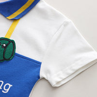 Load image into Gallery viewer, 2 Pieces Set Baby Kid Boys Letters Print Polo Shirts And Cartoon Shorts Wholesale 230328534
