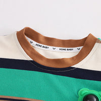 Load image into Gallery viewer, 2 Pieces Set Baby Kid Boys Striped Color-blocking T-Shirts And Solid Color Shorts Wholesale 230328549
