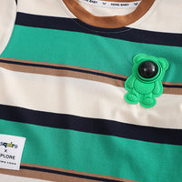 Load image into Gallery viewer, 2 Pieces Set Baby Kid Boys Striped Color-blocking T-Shirts And Solid Color Shorts Wholesale 230328549
