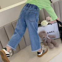 Load image into Gallery viewer, Baby Kid Girls Letters Embroidered Pants Jeans Wholesale 230330109
