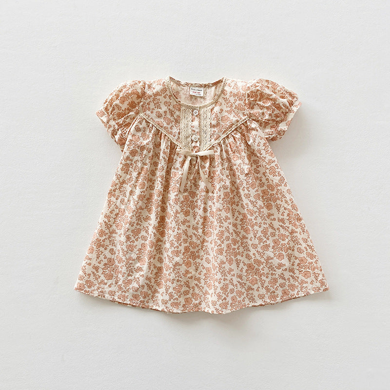 Baby Kid Girls Flower Print Dresses Wholesale 23033013