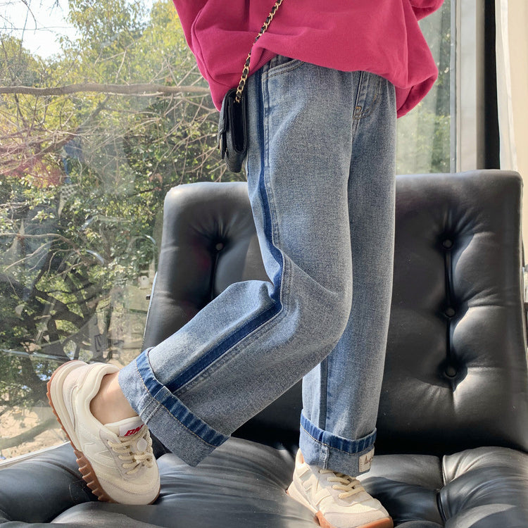 Baby Kid Girls Color-blocking Jeans Wholesale 230330137