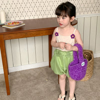 Load image into Gallery viewer, 2 Pieces Set Baby Kid Girls Solid Color Flower Tank Tops And Bow Shorts Wholesale 230330361
