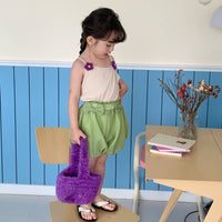Load image into Gallery viewer, 2 Pieces Set Baby Kid Girls Solid Color Flower Tank Tops And Bow Shorts Wholesale 230330361
