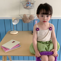 Load image into Gallery viewer, 2 Pieces Set Baby Kid Girls Solid Color Flower Tank Tops And Bow Shorts Wholesale 230330361
