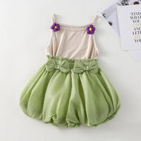 Load image into Gallery viewer, 2 Pieces Set Baby Kid Girls Solid Color Flower Tank Tops And Bow Shorts Wholesale 230330361
