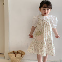 Load image into Gallery viewer, 2 Pieces Set Baby Kid Girls Solid Color Tops And Flower Dresses Wholesale 230330368
